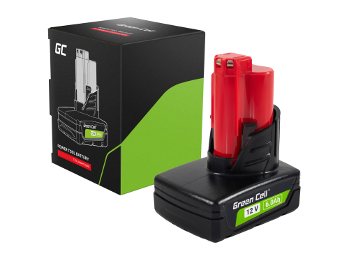 Bateria Green Cell (Li-Ion 12V 6Ah) para ferramentas elétricas Milwaukee M12 12 V Bateria de substituição B6 4932451395